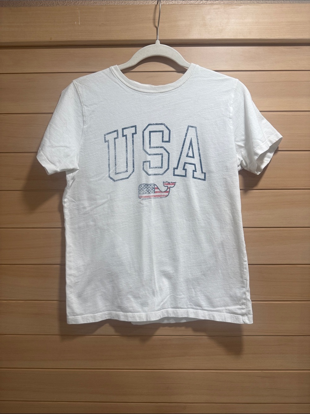 Vineyard Vines White USA Graphic Short Sleeve Tee with Flag Whale